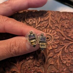 Vintage Style Light amethyst and citrine stone earrings.